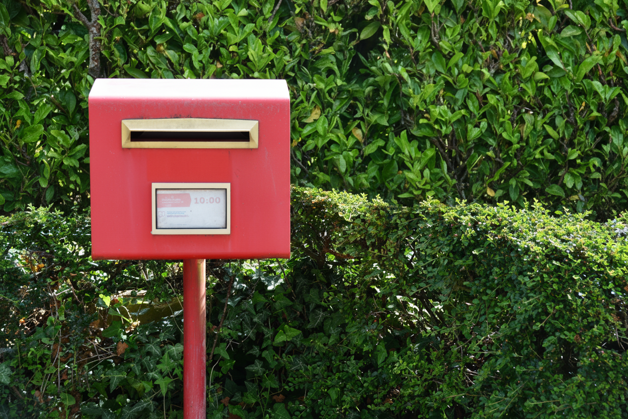 Photo of a bpost postbox in a rural area 